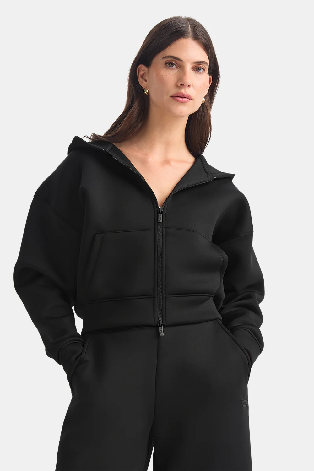 Spacer Zip Through Hoodie - Black - Image 4