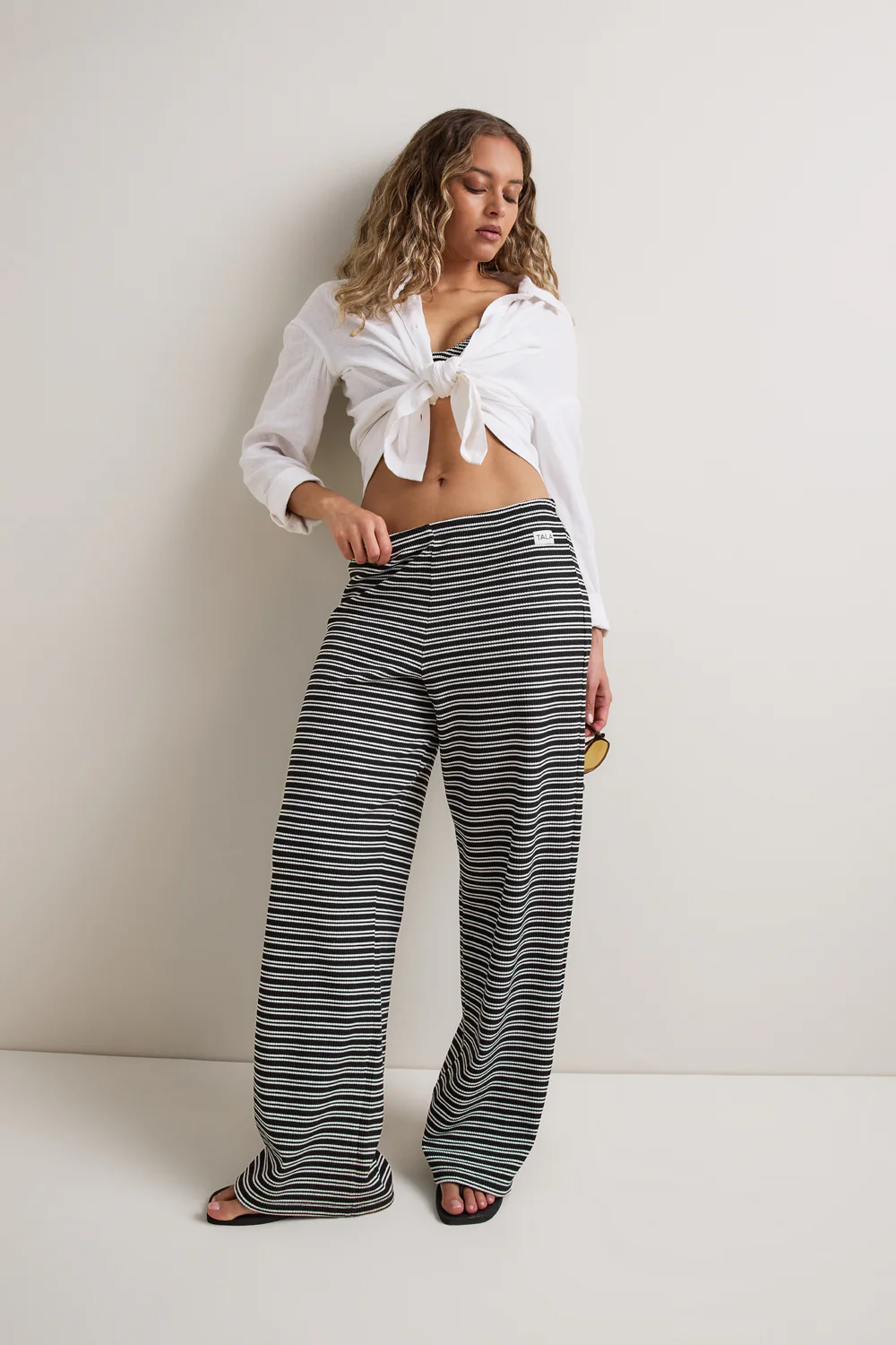 Stripe Knit Trouser - Black / White