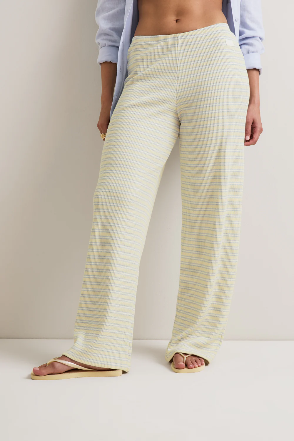 Stripe Knit Trouser - Lemon Yellow - Image 5