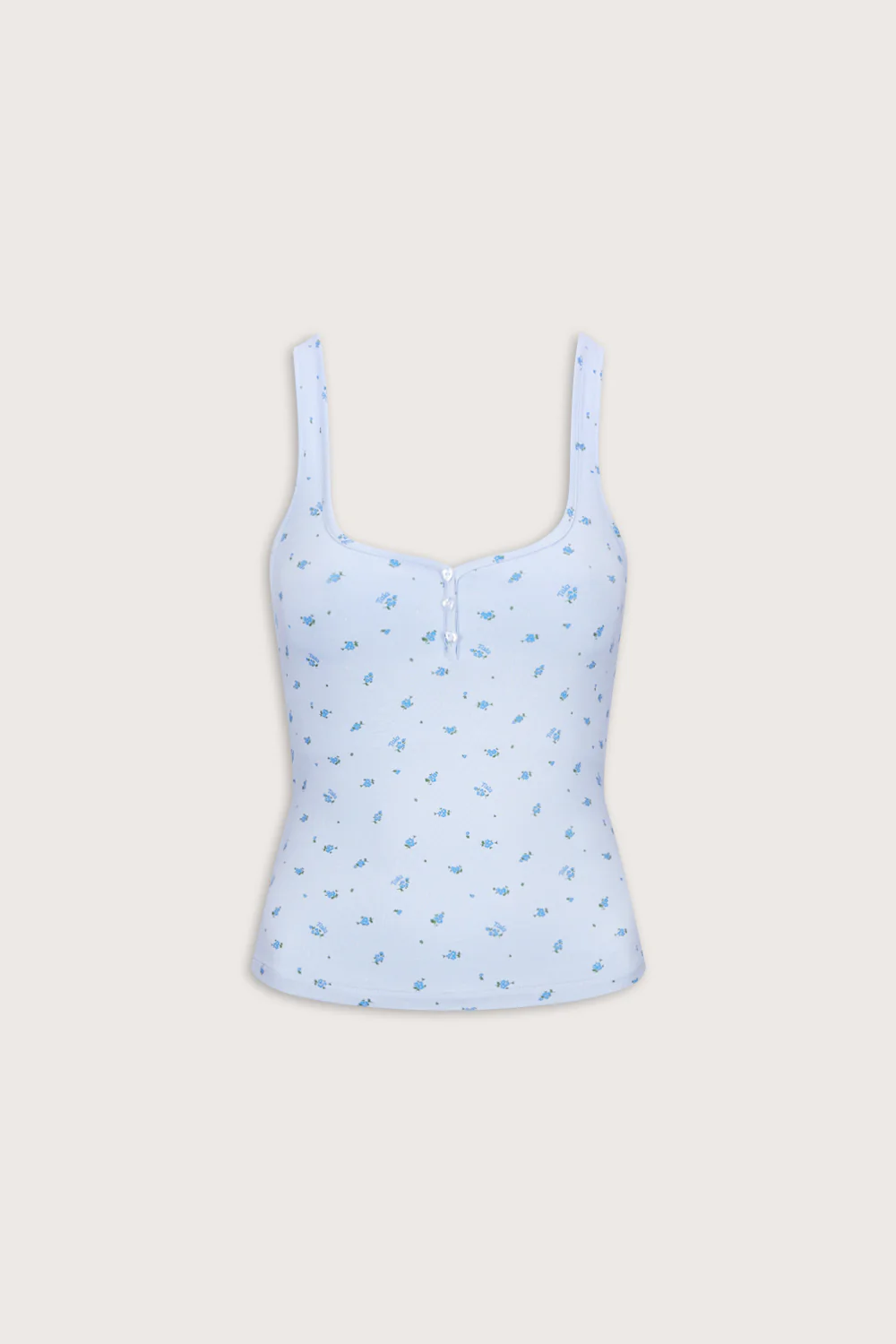 Sweetheart Henley Pyjama Vest - Baby Blue Floral Print - Image 2