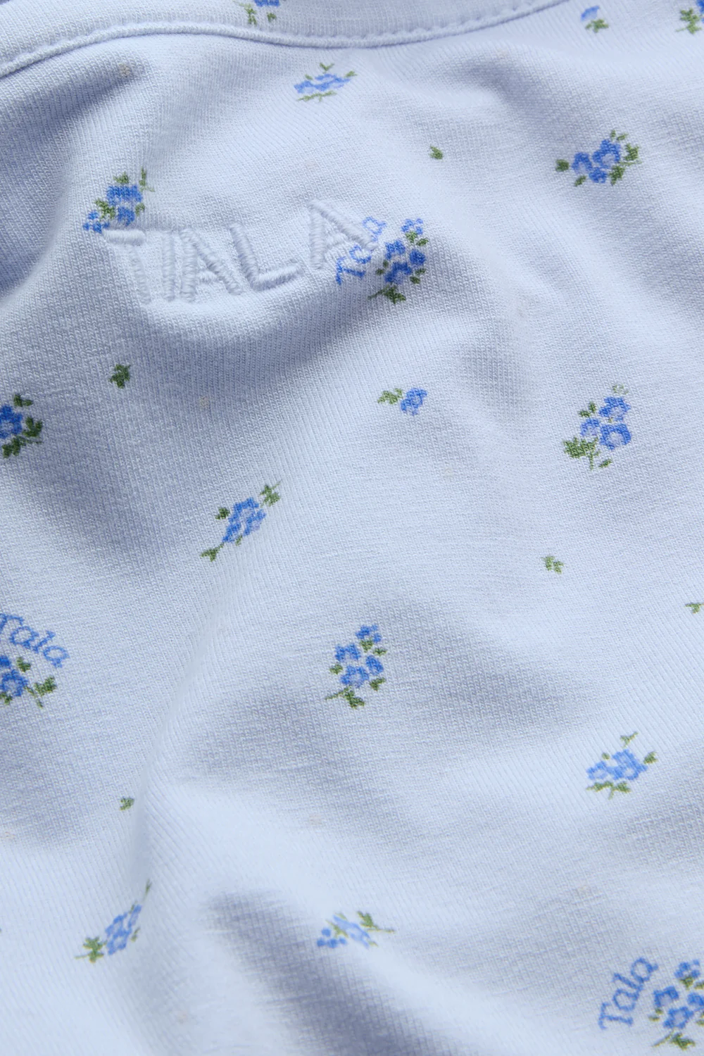 Sweetheart Henley Pyjama Vest - Baby Blue Floral Print - Image 3