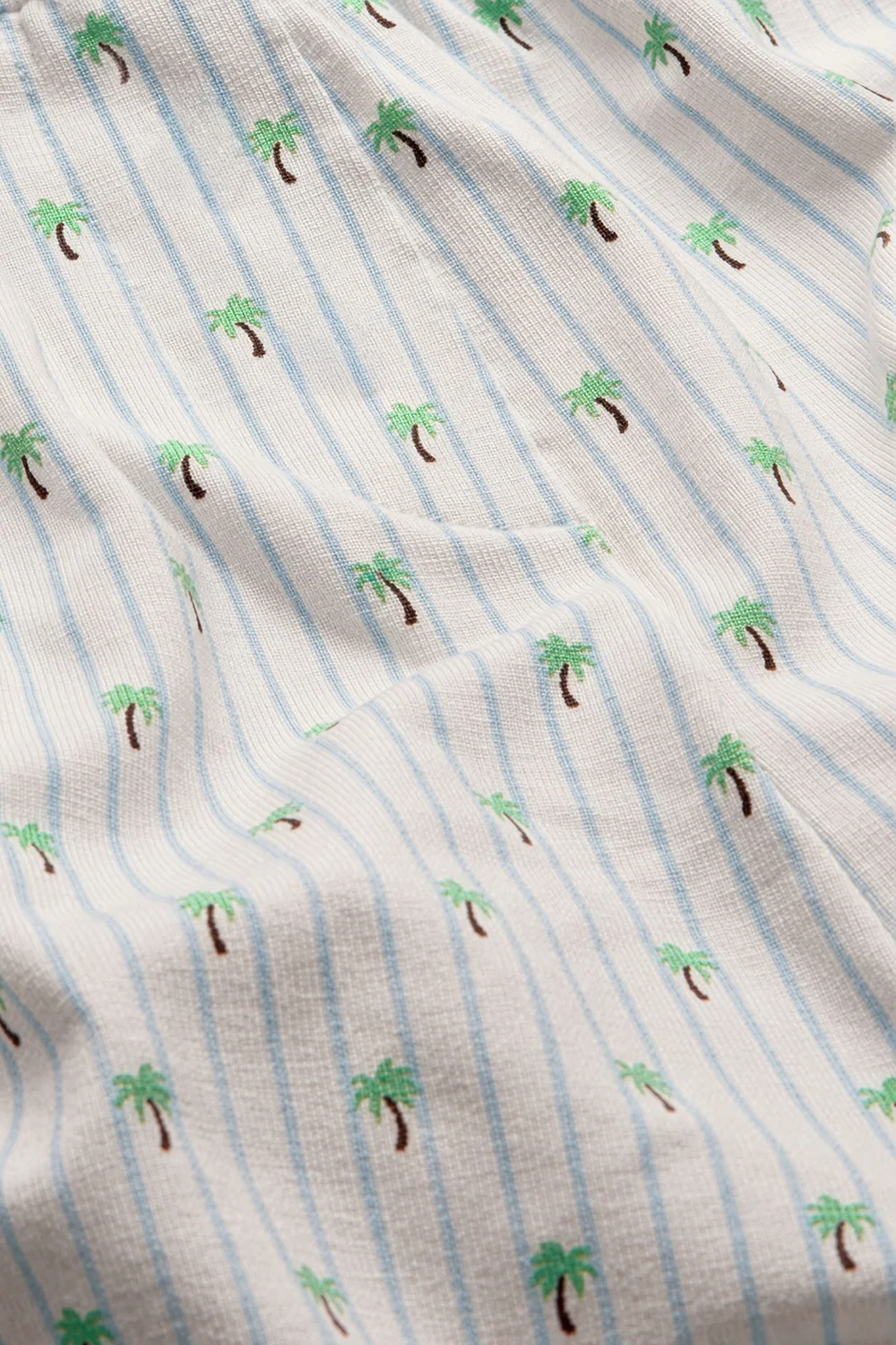 Sweetheart Henley Pyjama Vest - Blue Stripe Palm Print - Image 4