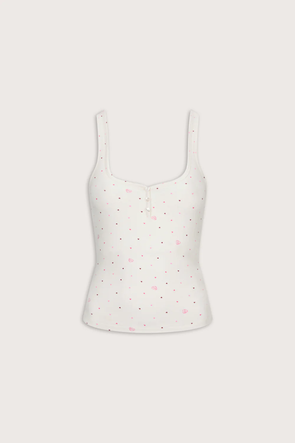 Sweetheart Henley Pyjama Vest - Love Heart Print - Image 2