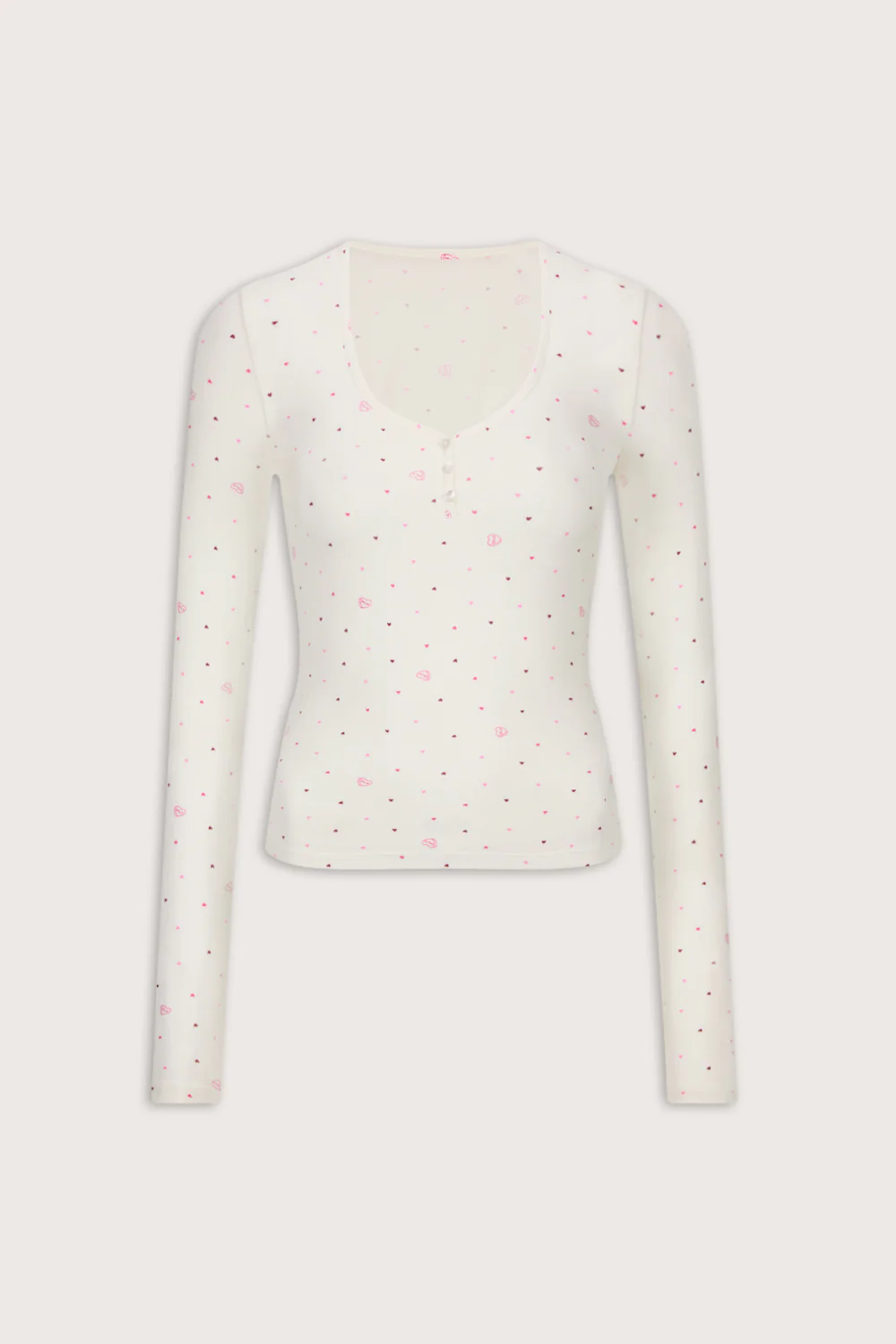 Sweetheart Long Sleeve Pyjama Top - Love Heart Print - Image 2
