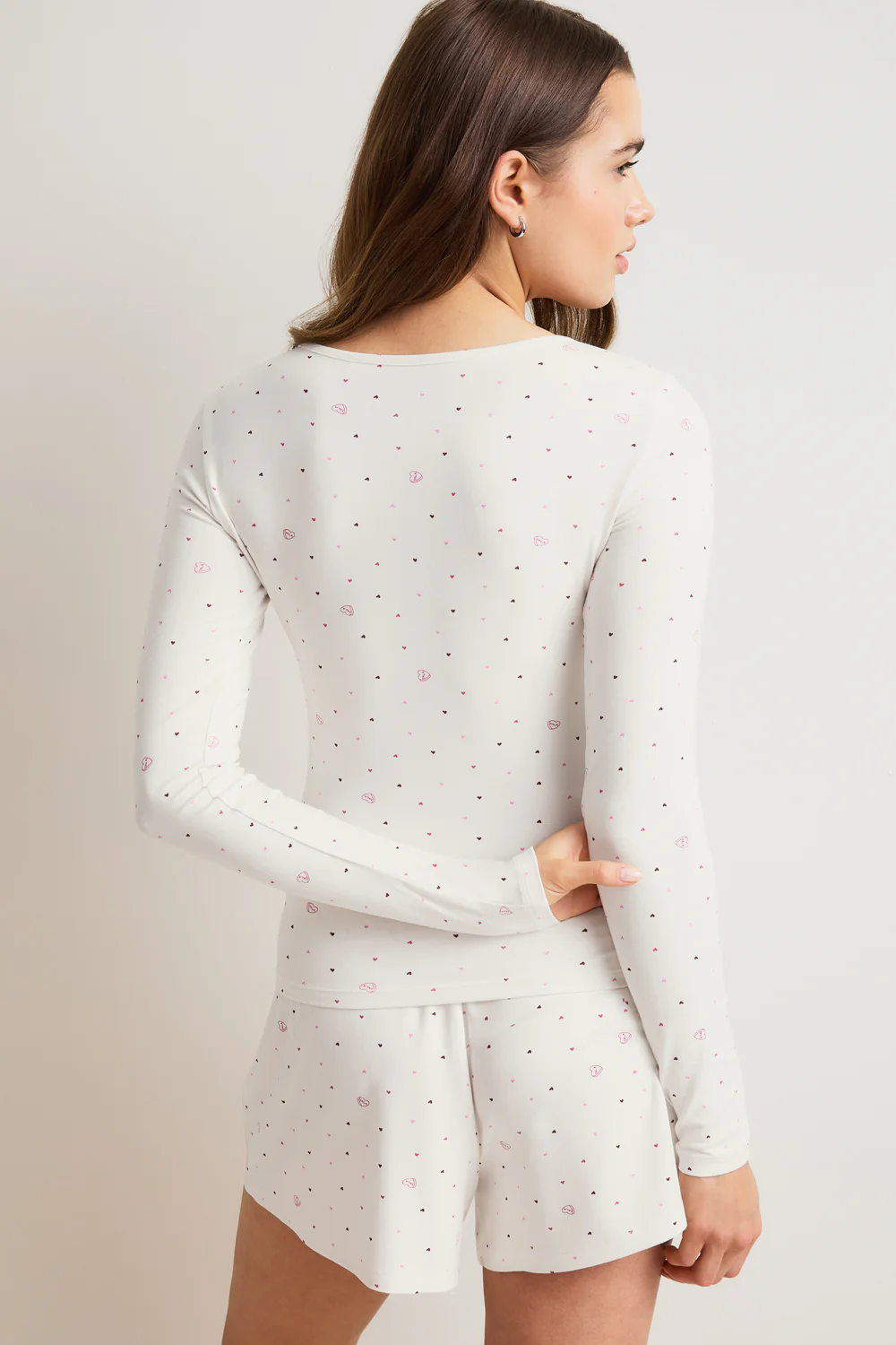 Sweetheart Long Sleeve Pyjama Top - Love Heart Print - Image 5