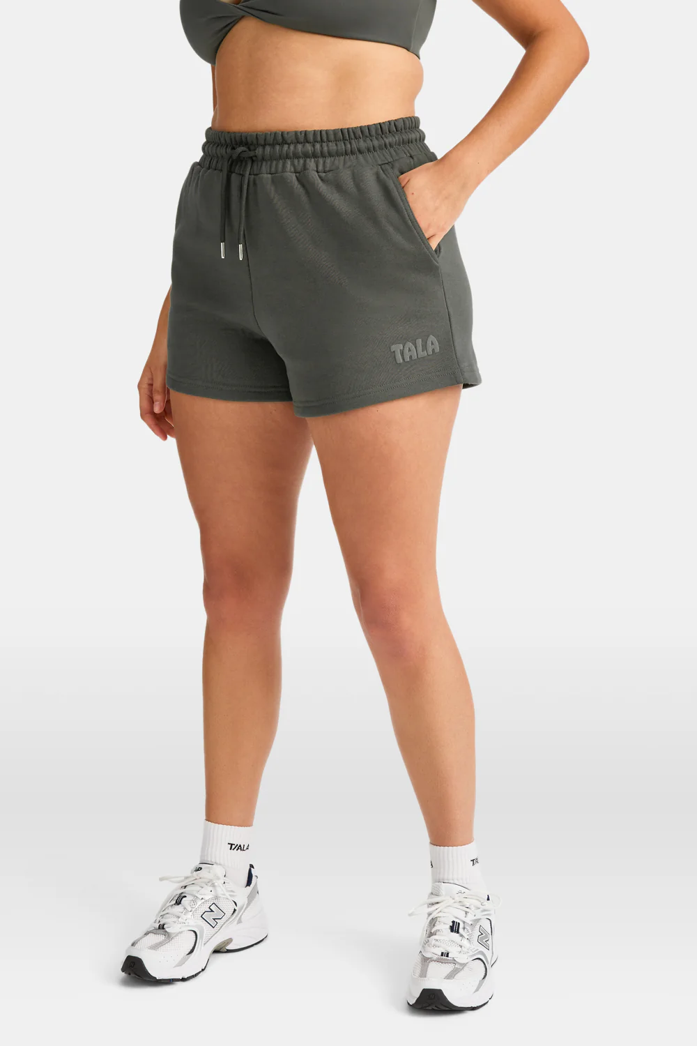 TALA Le Soleil Sweat Shorts - Dark Olive - Image 3