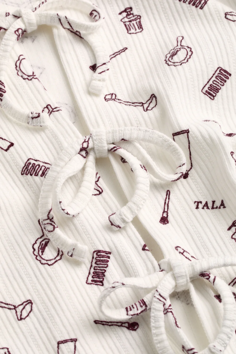 Tie Up Pyjama Cardigan - Ivory 'Wake Up' Print - Image 7