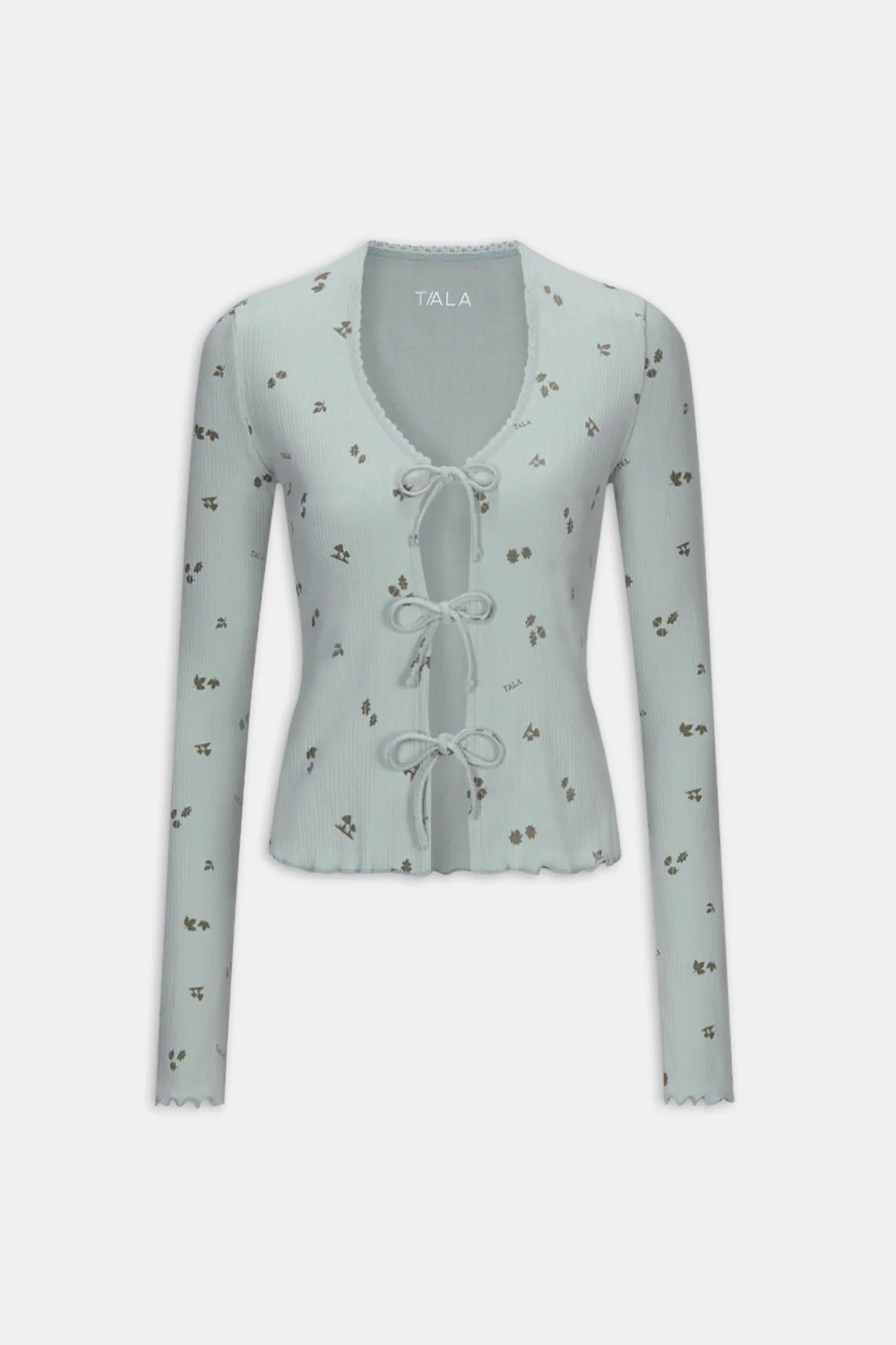 Tie Up Pyjama Cardigan - Sage Woodland Print - Image 2