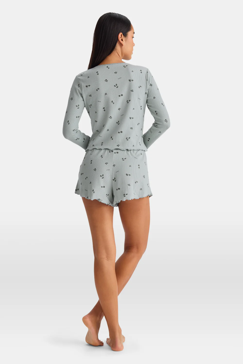 Tie Up Pyjama Cardigan - Sage Woodland Print - Image 5