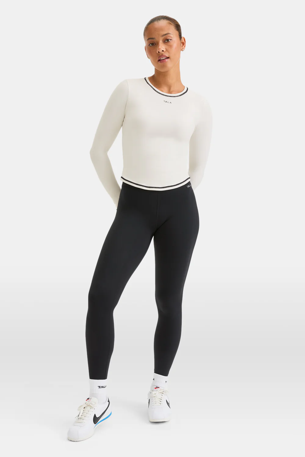 UltraLite Contrast Stitch Long Sleeve Active Top - Ivory - Image 3