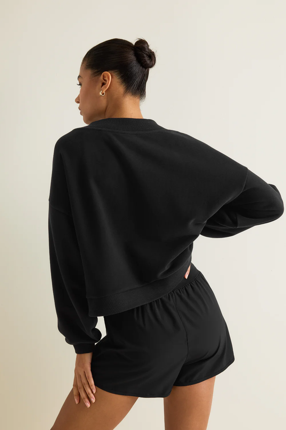 V-Neck Sweatshirt - Black - Image 3