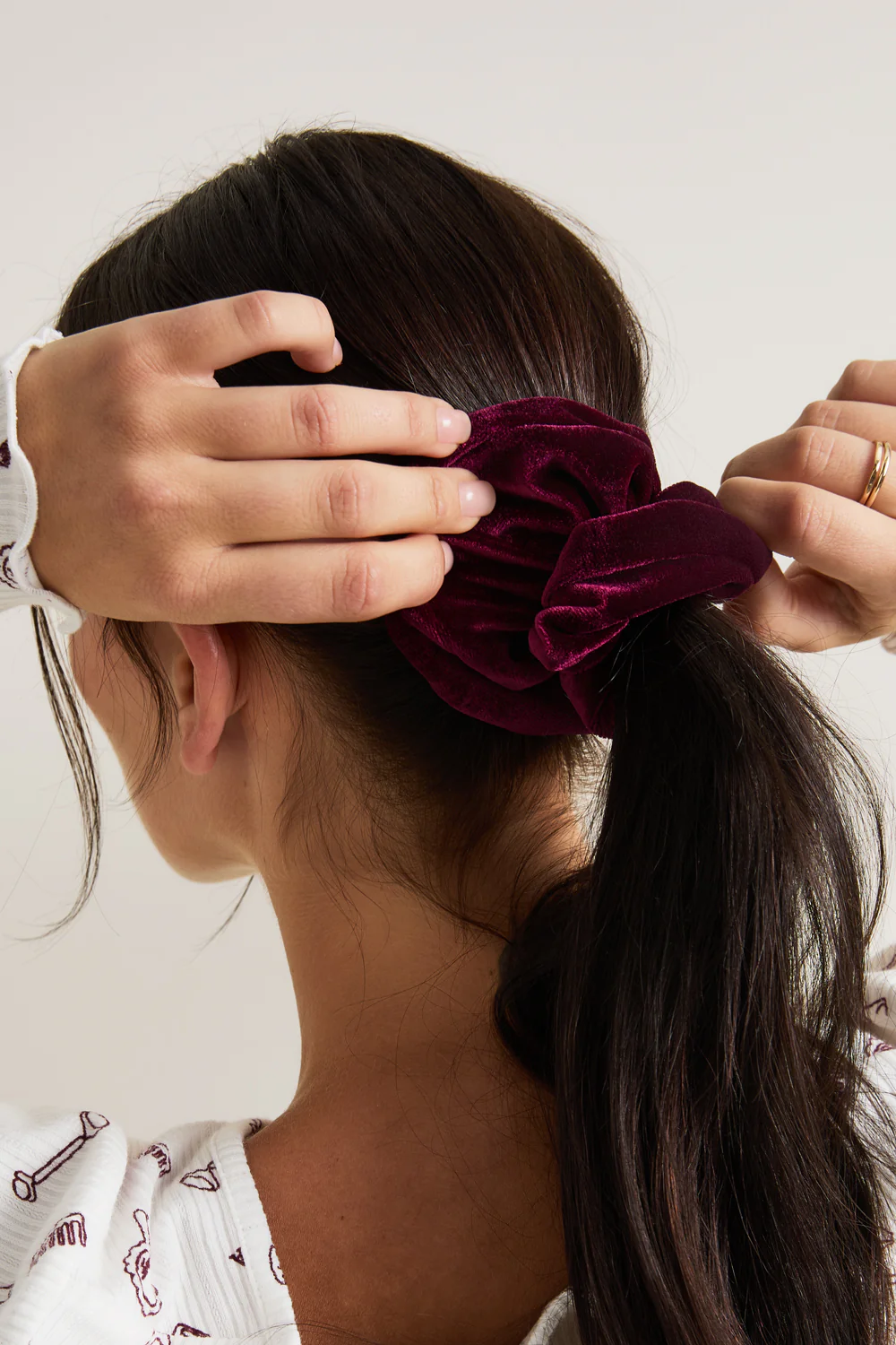 Velvet Scrunchie - Port Red - Image 3