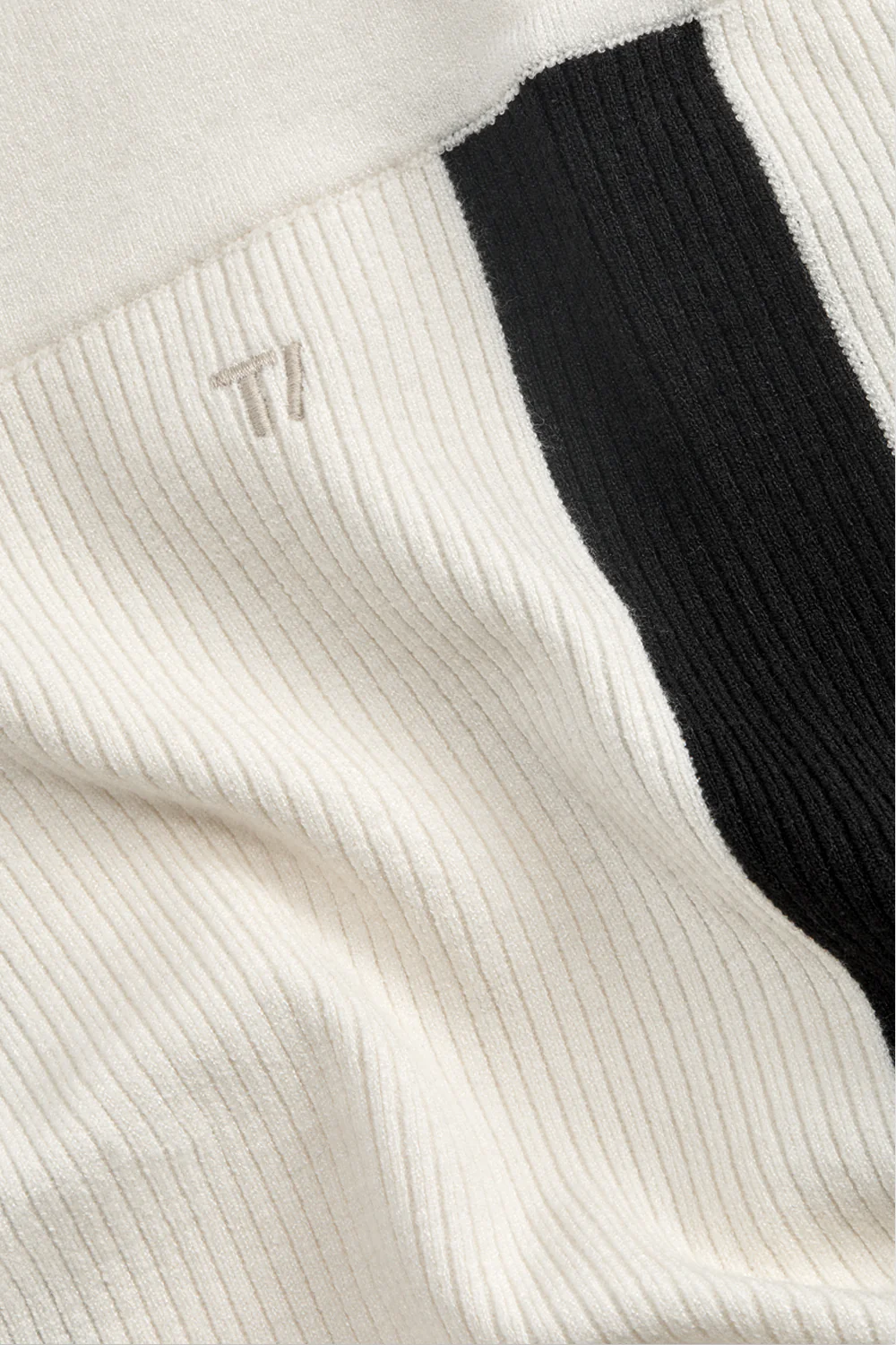 Wide Leg Contrast Ribbed Knit Trousers - Buttermilk And Black - Image 6