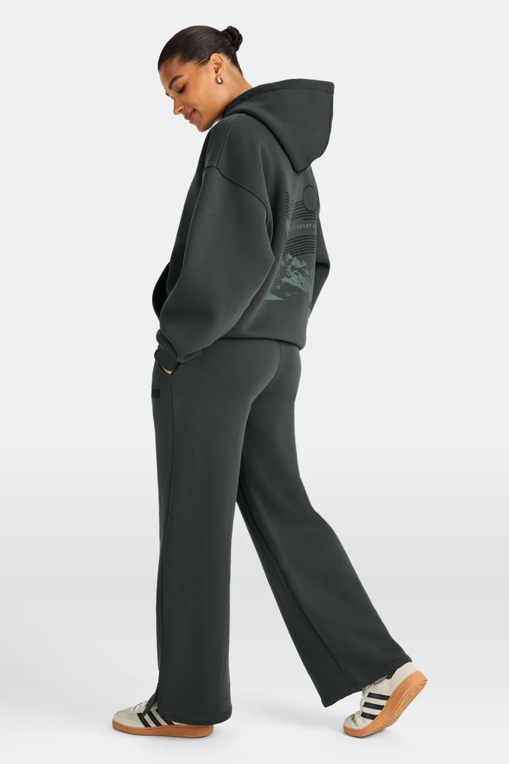 Wide Leg Jogger - Dark Moss - Image 4
