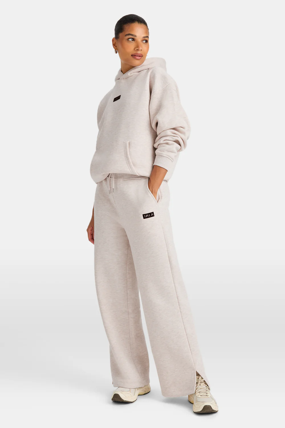 Wide Leg Jogger - Oat Marl - Image 4