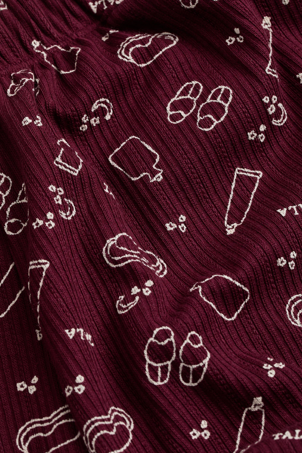 Wide Leg Pyjama Bottoms - Burgundy 'Wind Down' Print - Image 6