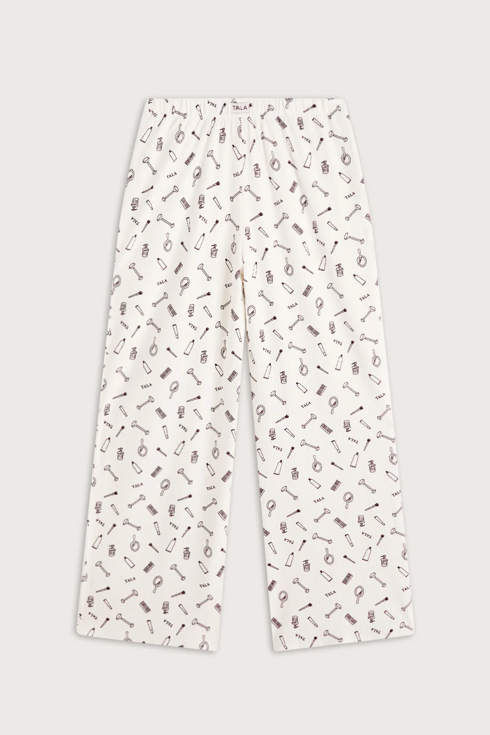 Wide Leg Pyjama Bottoms - Ivory 'Wake Up' Print - Image 2