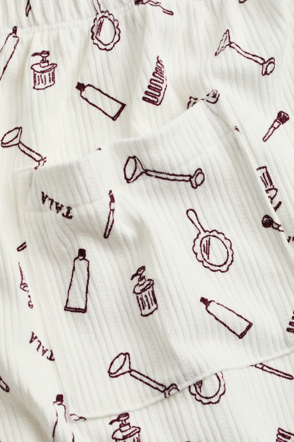 Wide Leg Pyjama Bottoms - Ivory 'Wake Up' Print - Image 7