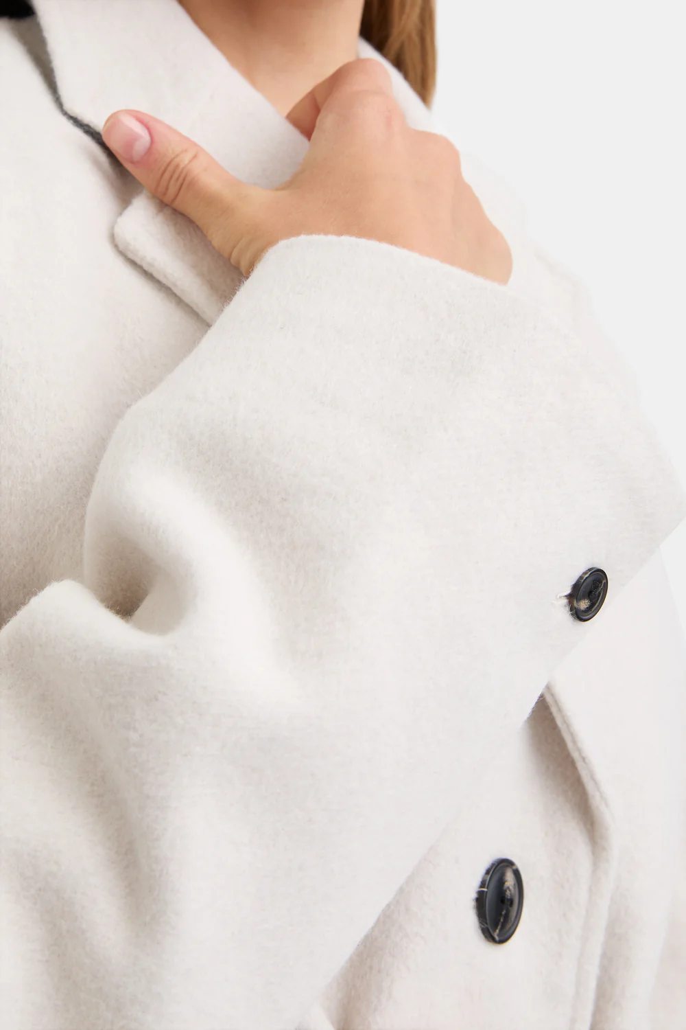 Wool Blend Oversized Overcoat - Oat Marl - Image 6