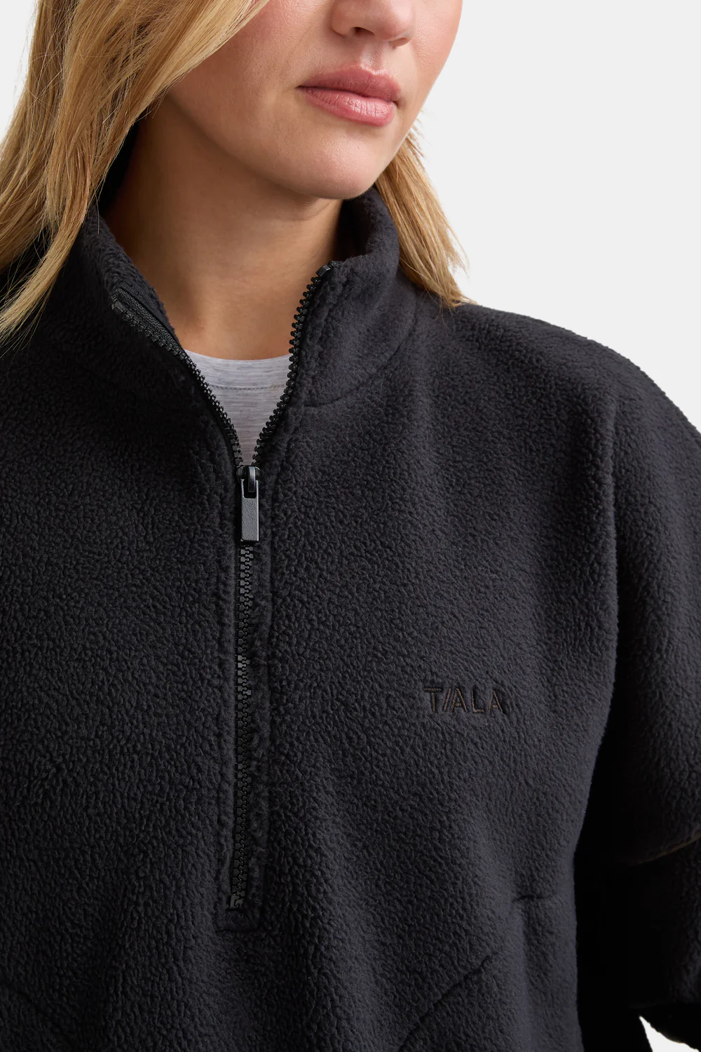 1/4 Zip Fleece Jacket - Black - Image 4